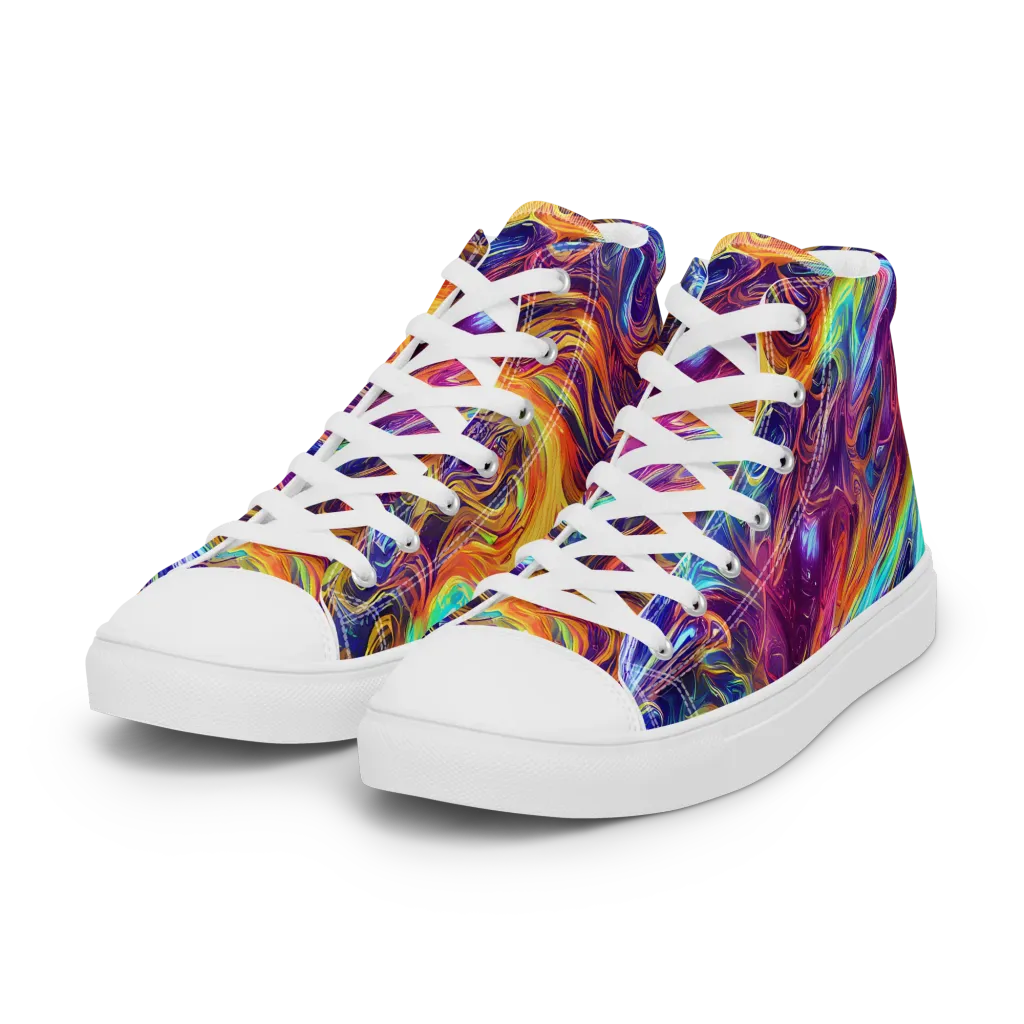 Neon Maelstrom on Women's High Top Canvas Shoes — Left Front