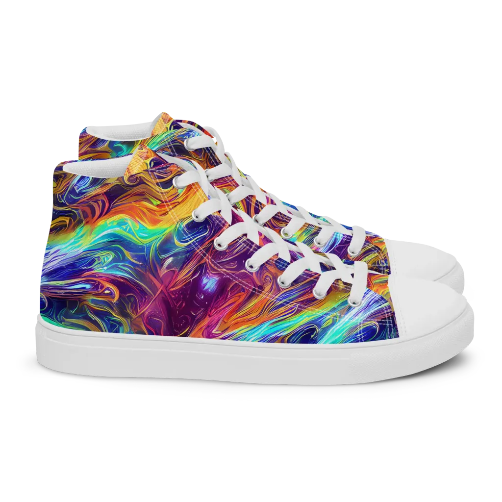 Neon Maelstrom on Women's High Top Canvas Shoes — Right
