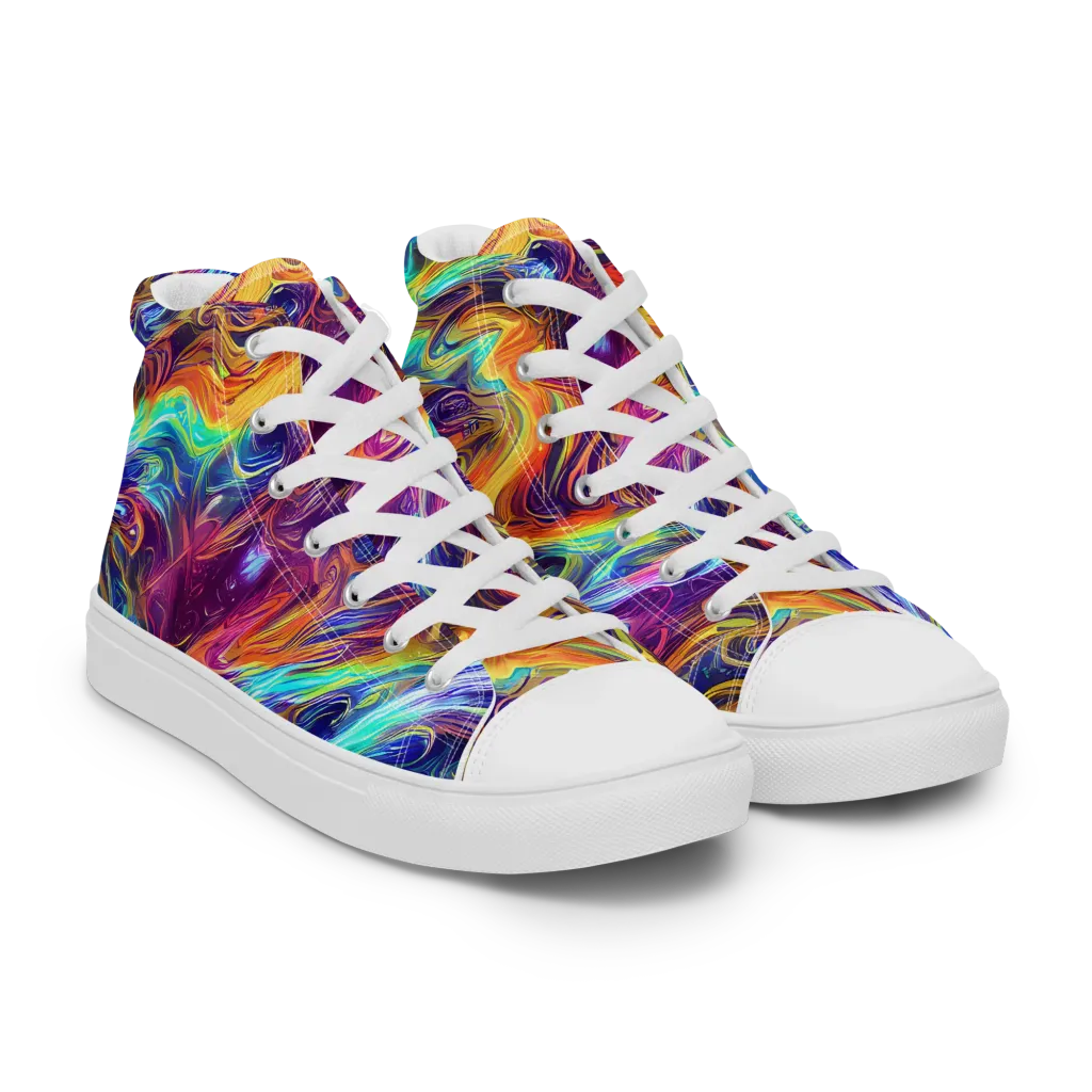 Neon Maelstrom on Women's High Top Canvas Shoes — Right Front