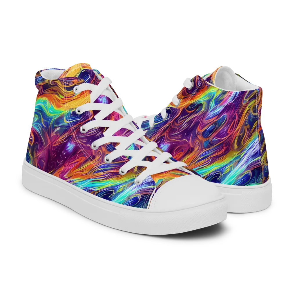 Neon Maelstrom on Women's High Top Canvas Shoes — Right