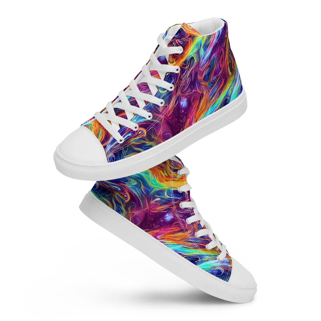 Neon Maelstrom on Women's High Top Canvas Shoes — Front