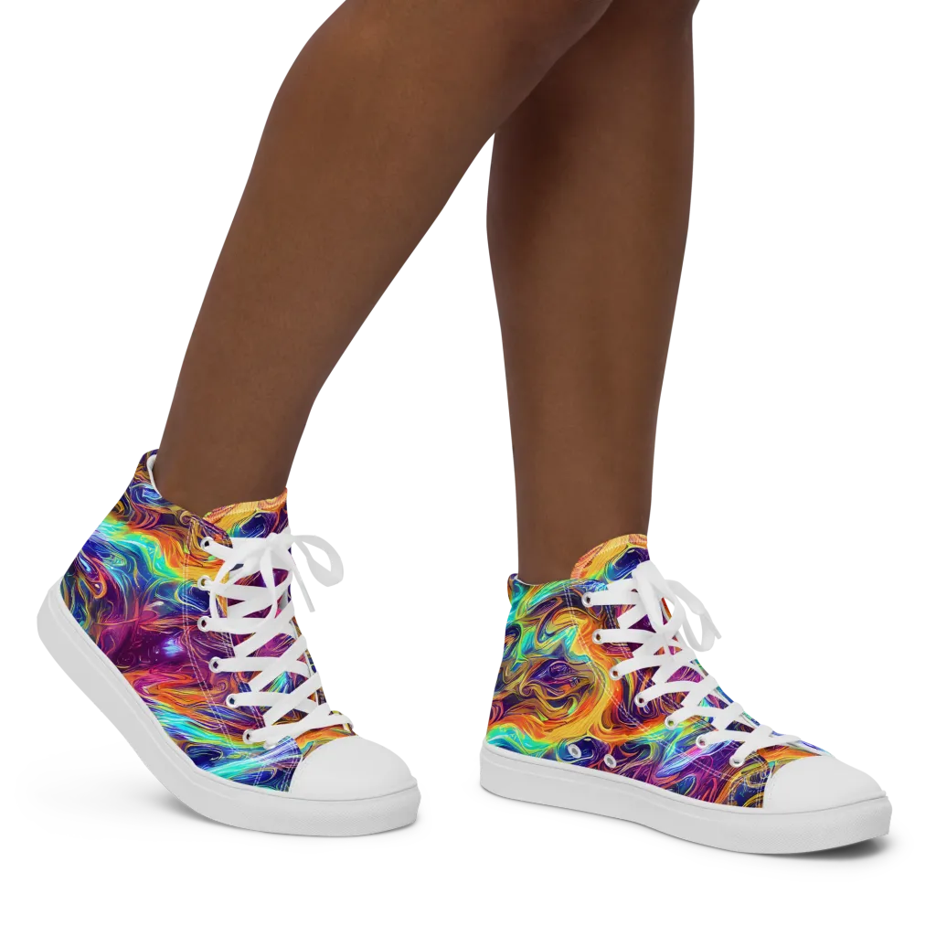 Neon Maelstrom on Women's High Top Canvas Shoes — Right