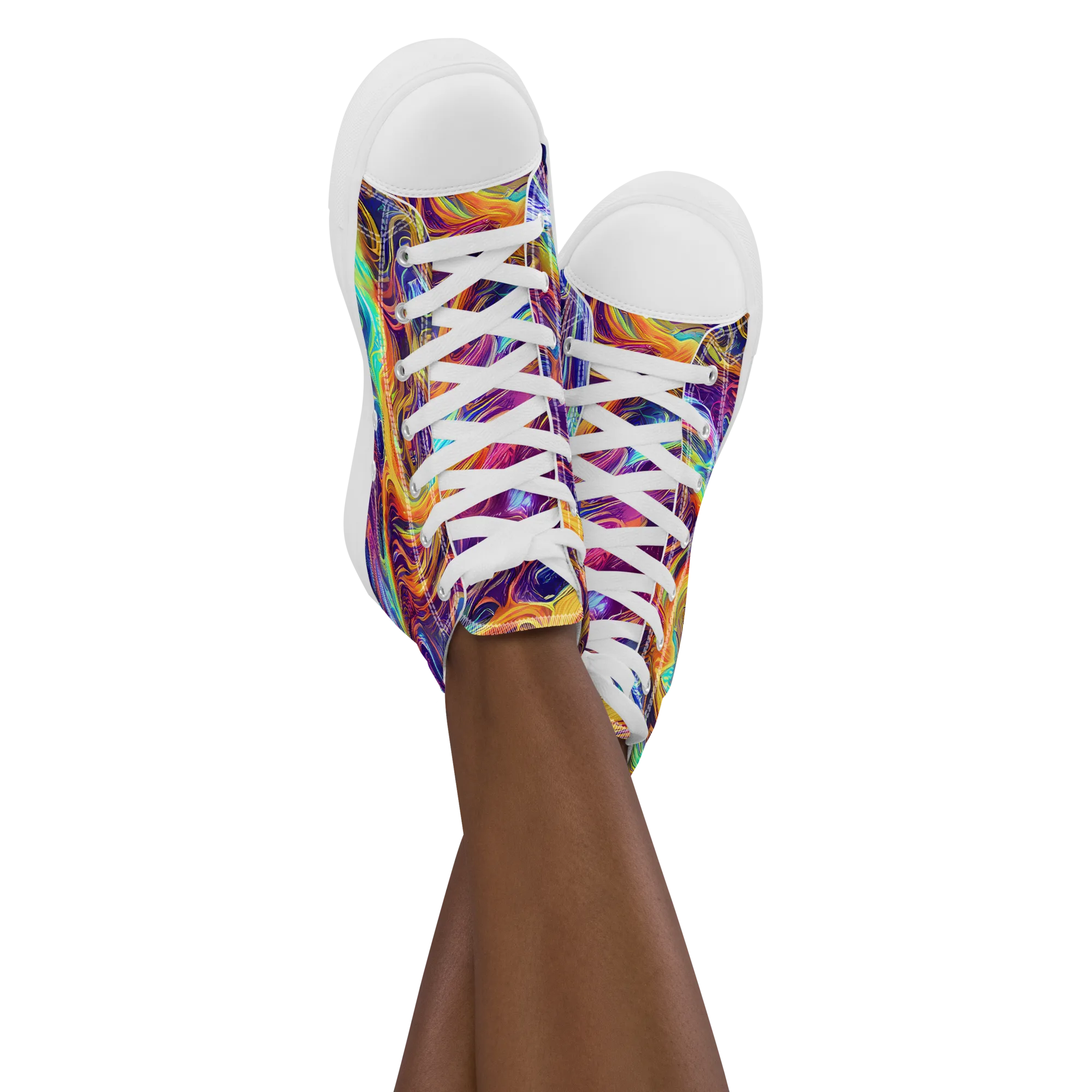 Neon Maelstrom on Women's High Top Canvas Shoes — Front