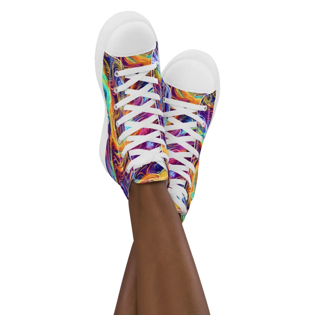 Neon Maelstrom on Women's High Top Canvas Shoes — Front