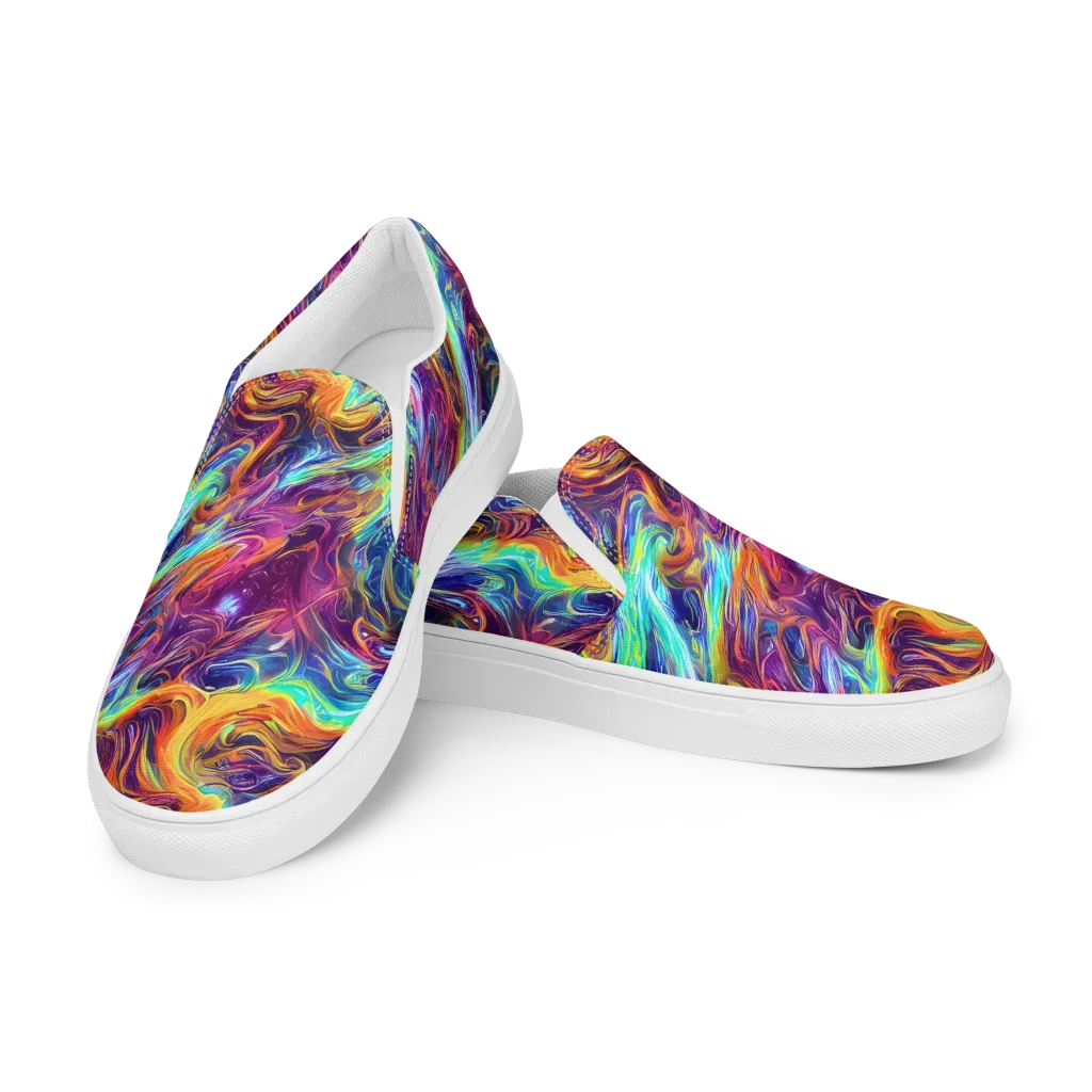 Neon Maelstrom on Men's Slip-On Canvas Shoes — Left Front