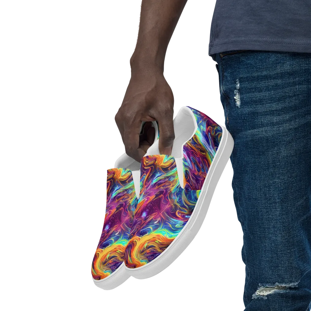 Neon Maelstrom on Men's Slip-On Canvas Shoes — Left Front