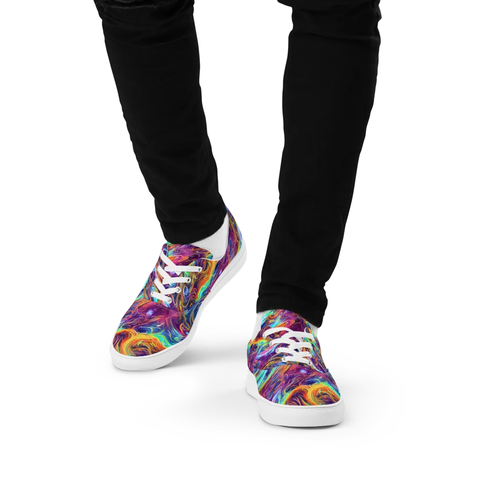 Neon Maelstrom on Men's Lace-Up Canvas Shoes — Front