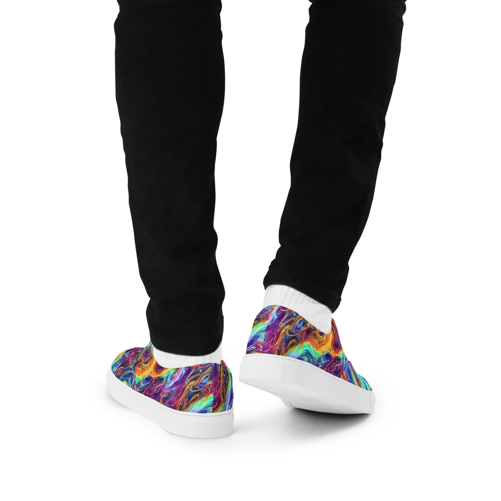 Neon Maelstrom on Men's Lace-Up Canvas Shoes — Back