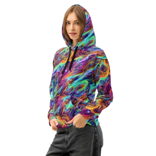 Neon Maelstrom on a Cotton Hoodie