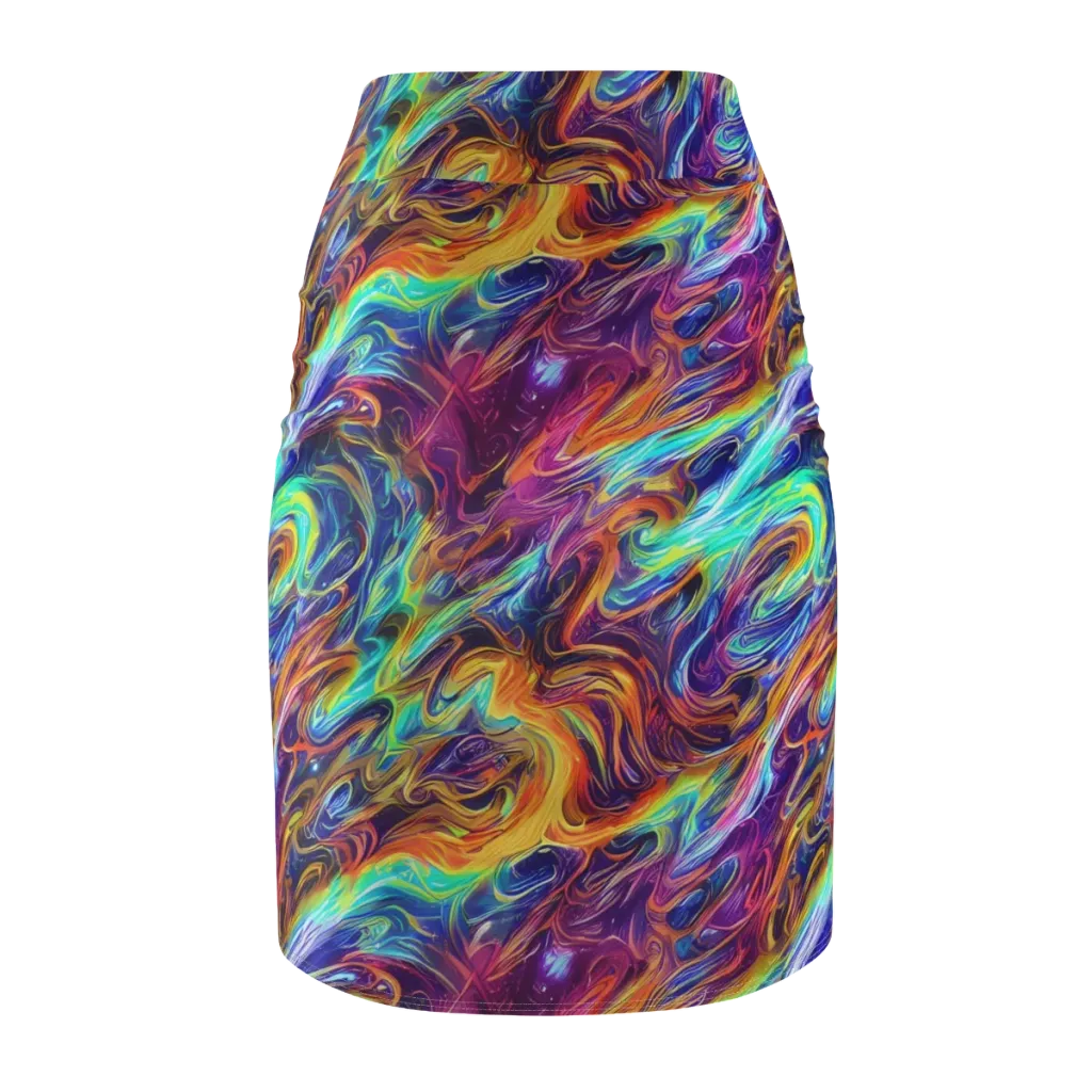 Neon Maelstrom on Pencil Skirt — Back