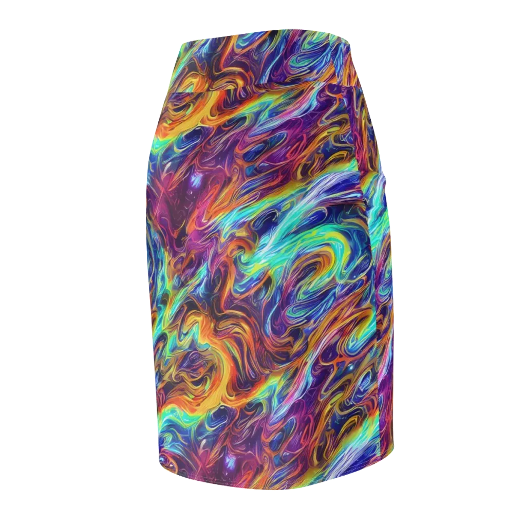 Neon Maelstrom on Pencil Skirt — Back Side