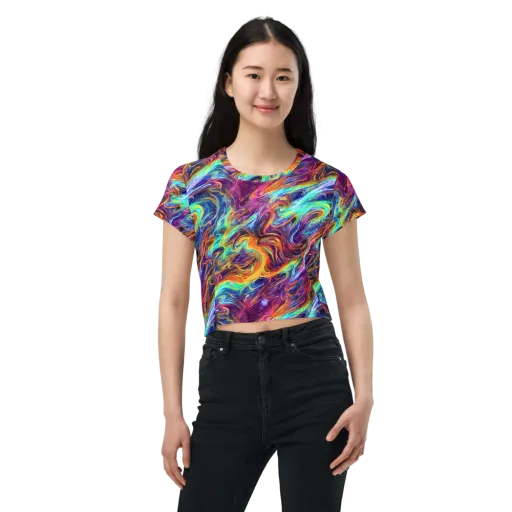 Neon Maelstrom on a Crop Tee