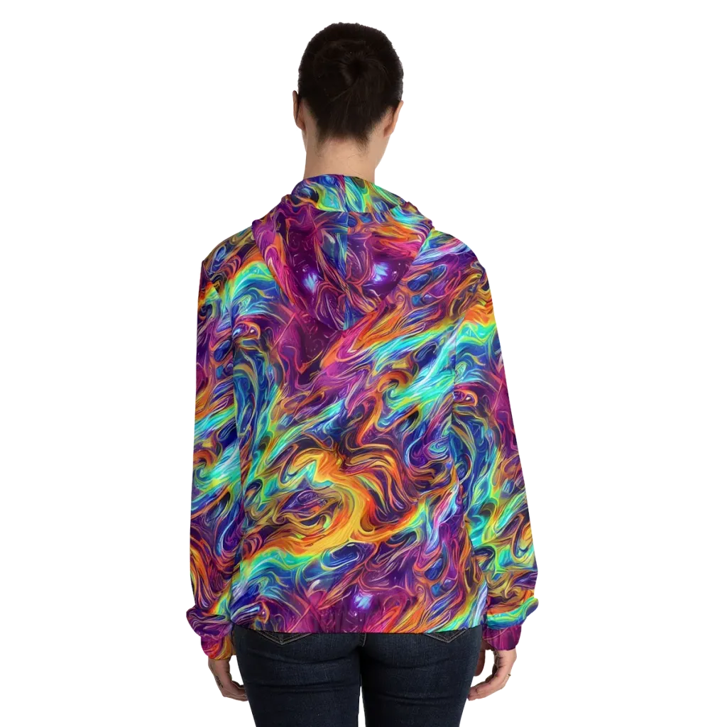 Neon Maelstrom on Women's Full-Zip Hoodie — Back On Person