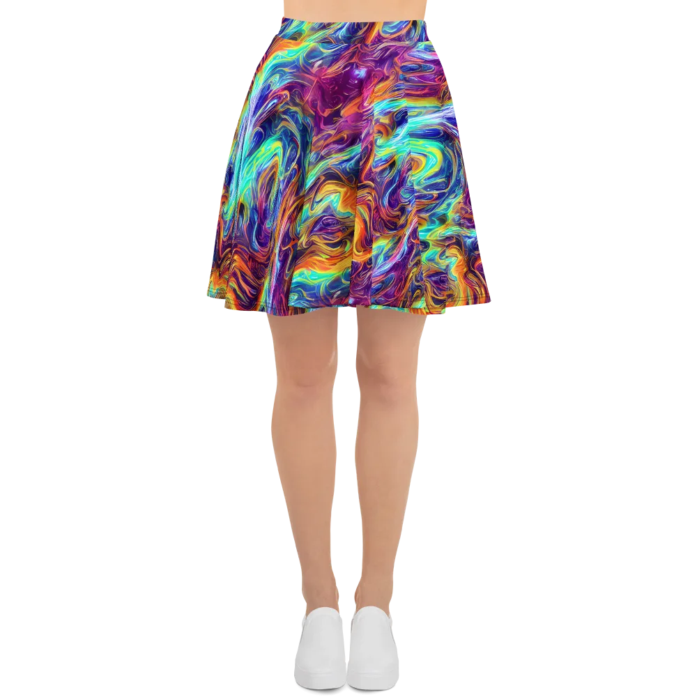 Neon Maelstrom on Skater Skirt — Front