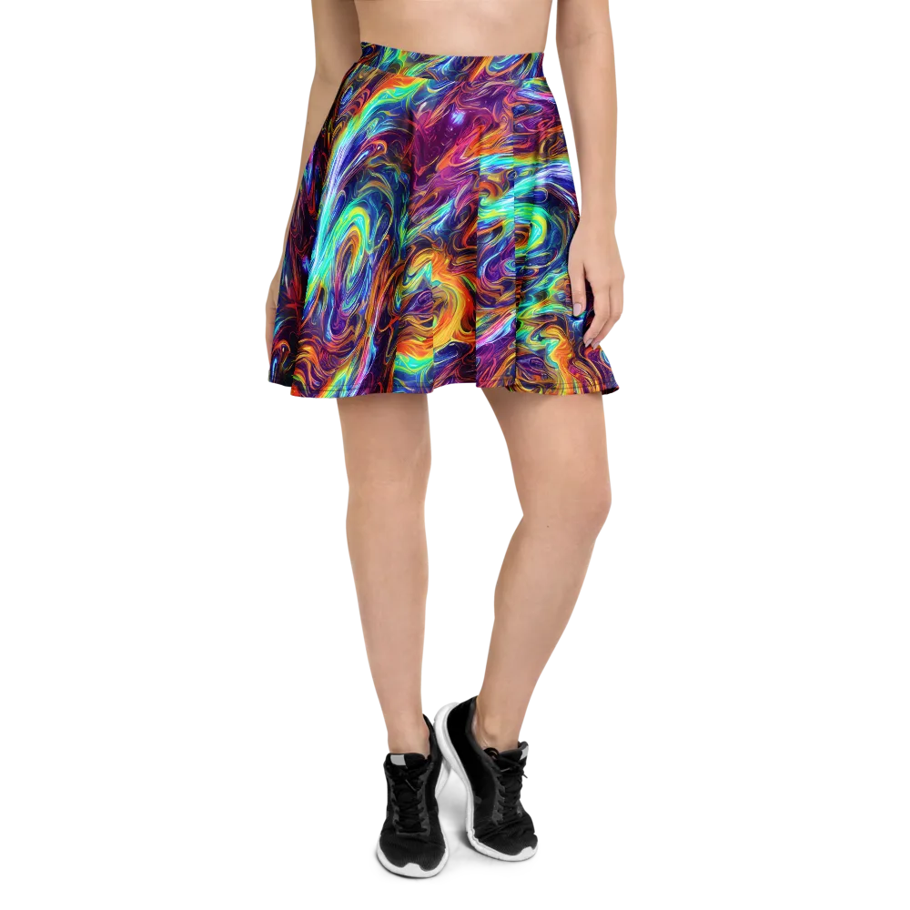 Neon Maelstrom on Skater Skirt — Front