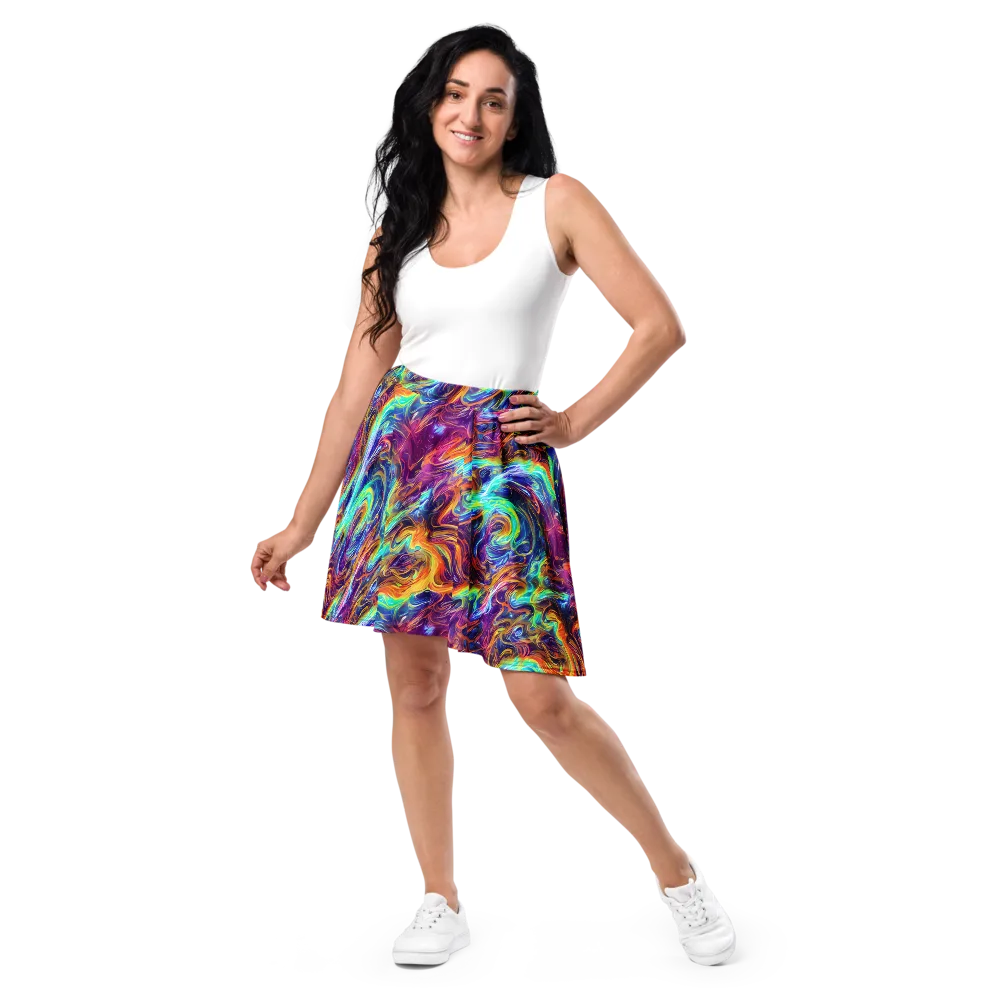 Neon Maelstrom on Skater Skirt — Front