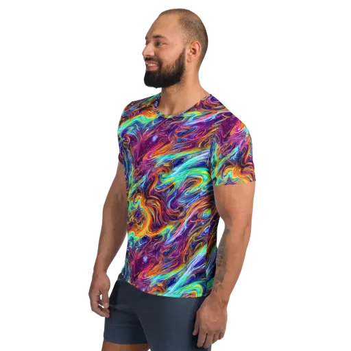 Neon Maelstrom on a Men's Athletic T-Shirt