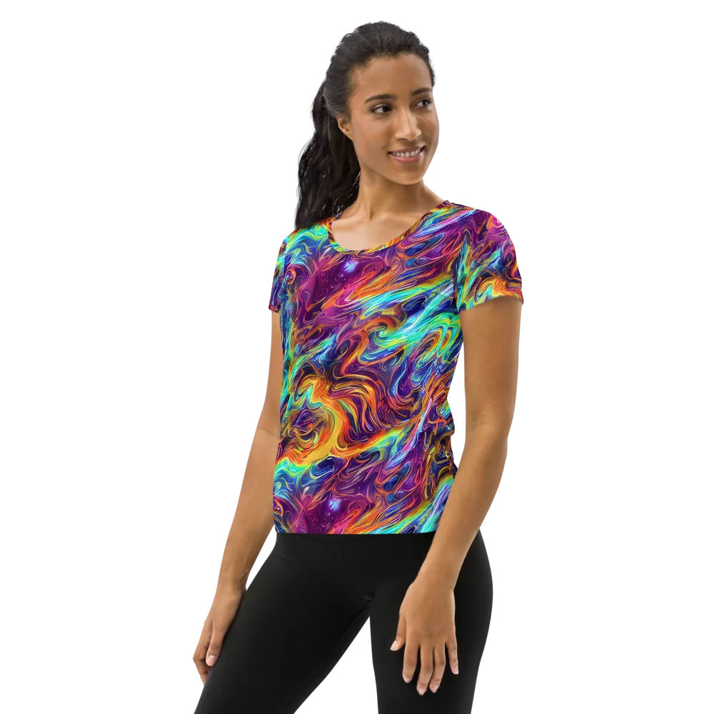 Neon Maelstrom on Women's Athletic T-Shirt — Left