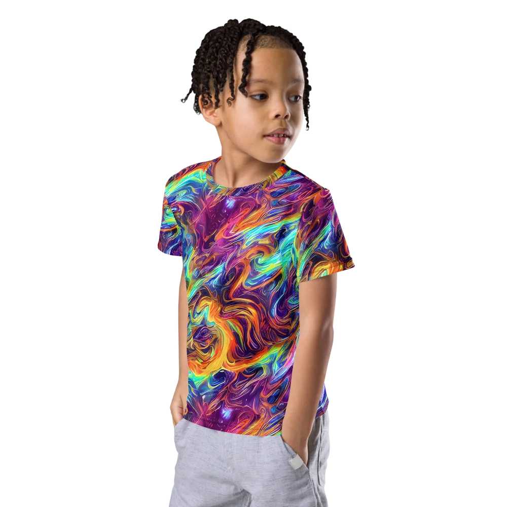Neon Maelstrom on Kids Crew Neck T-Shirt — Left Front