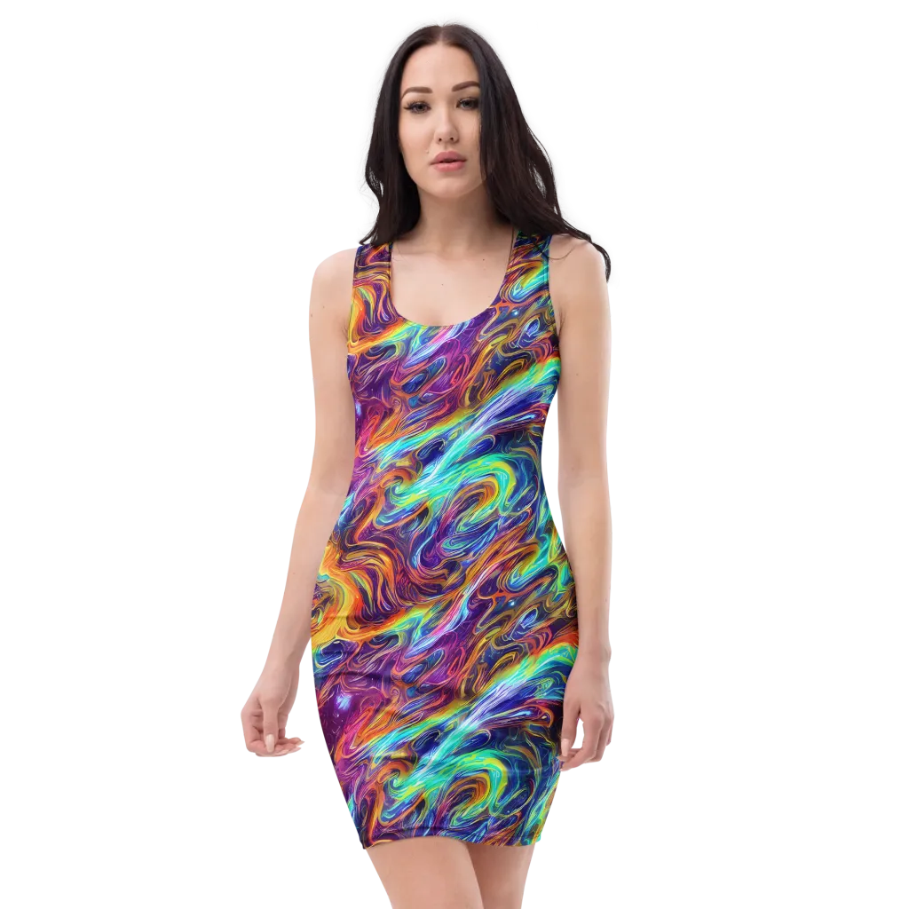 Neon Maelstrom on Bodycon Dress — Front