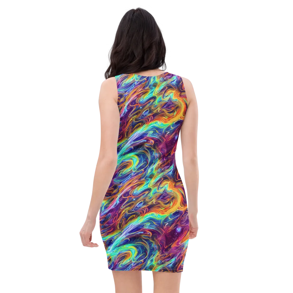Neon Maelstrom on Bodycon Dress — Back