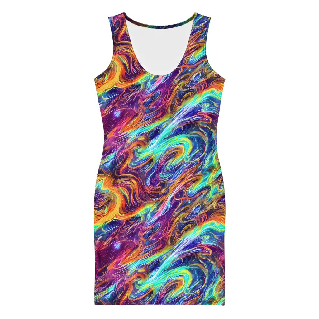 Neon Maelstrom on Bodycon Dress — Front