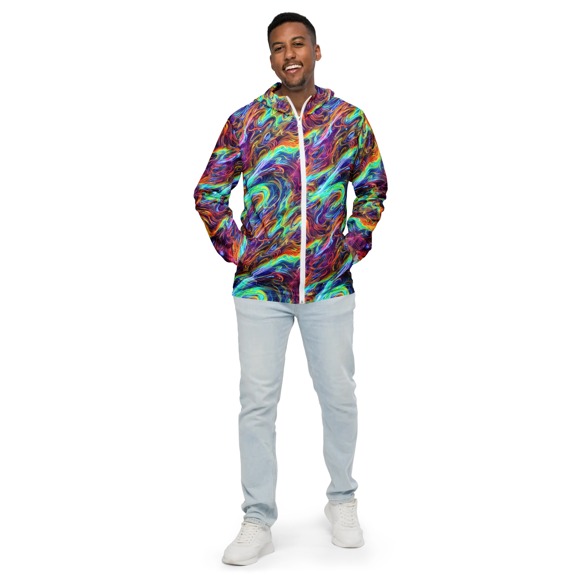 Neon Maelstrom on Men's Windbreaker — Front