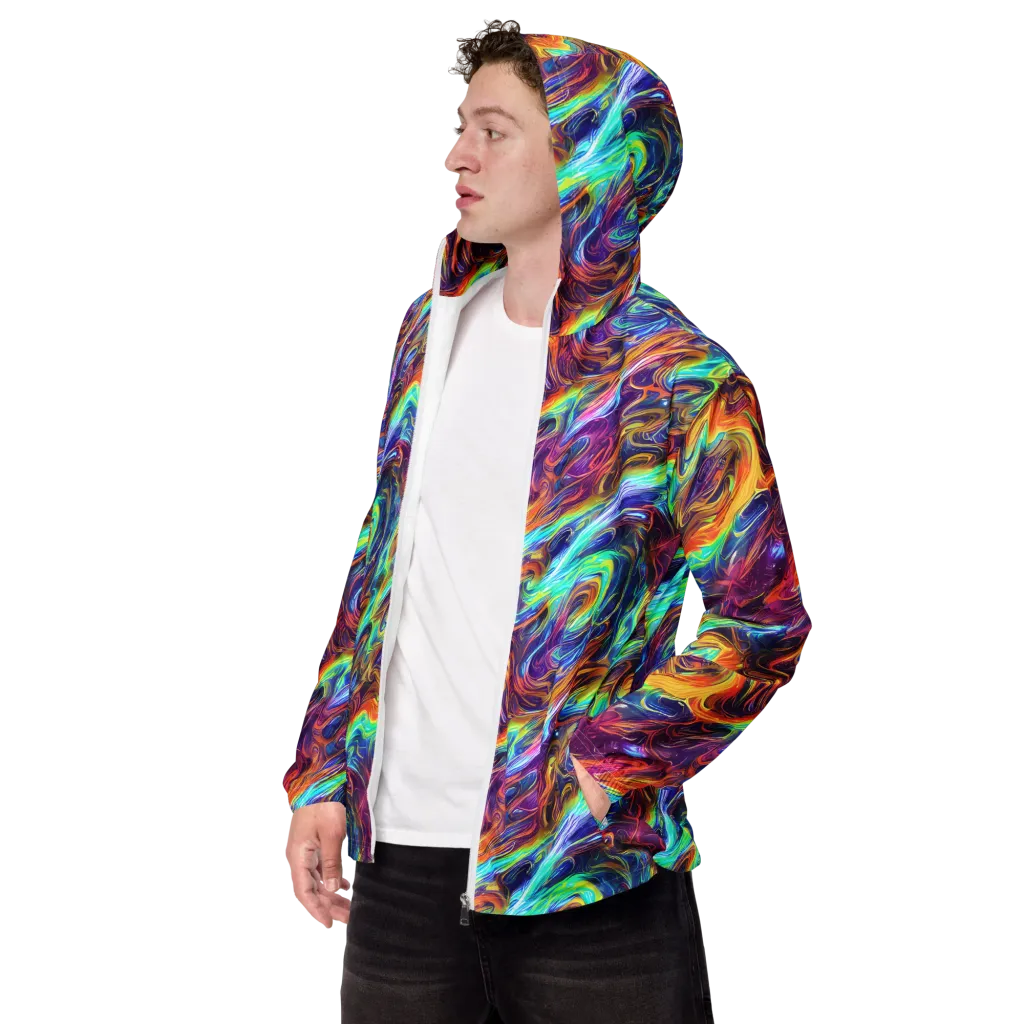 Neon Maelstrom on Men's Windbreaker — Left Front