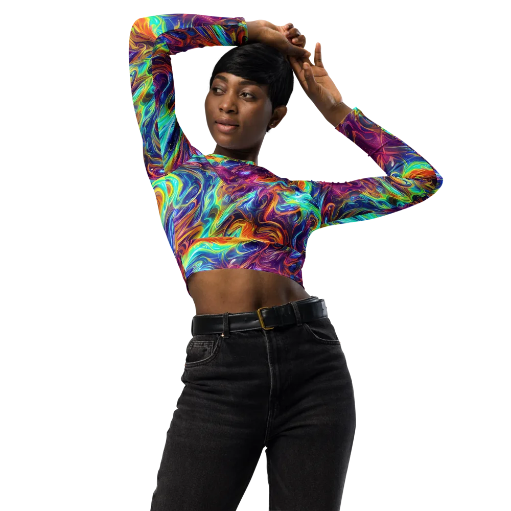 Neon Maelstrom on Long Sleeve Crop Top — Front