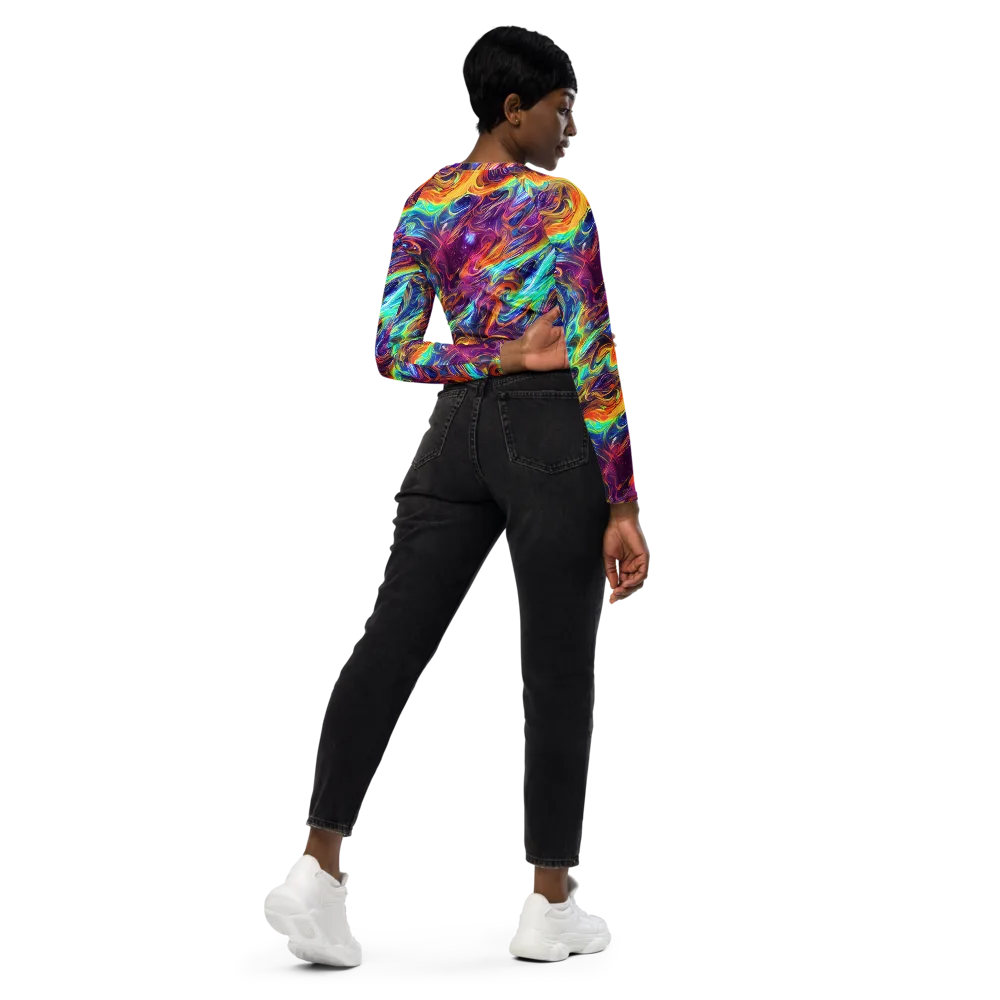 Neon Maelstrom on Long Sleeve Crop Top — Right Back