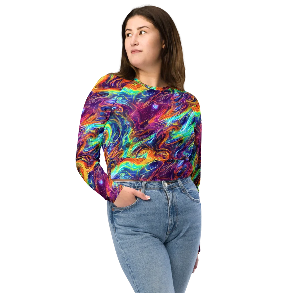 Neon Maelstrom on Long Sleeve Crop Top — Front