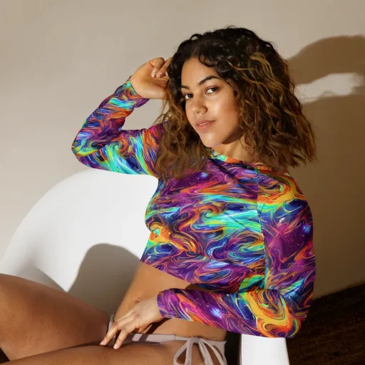 Neon Maelstrom on a Long Sleeve Crop Top