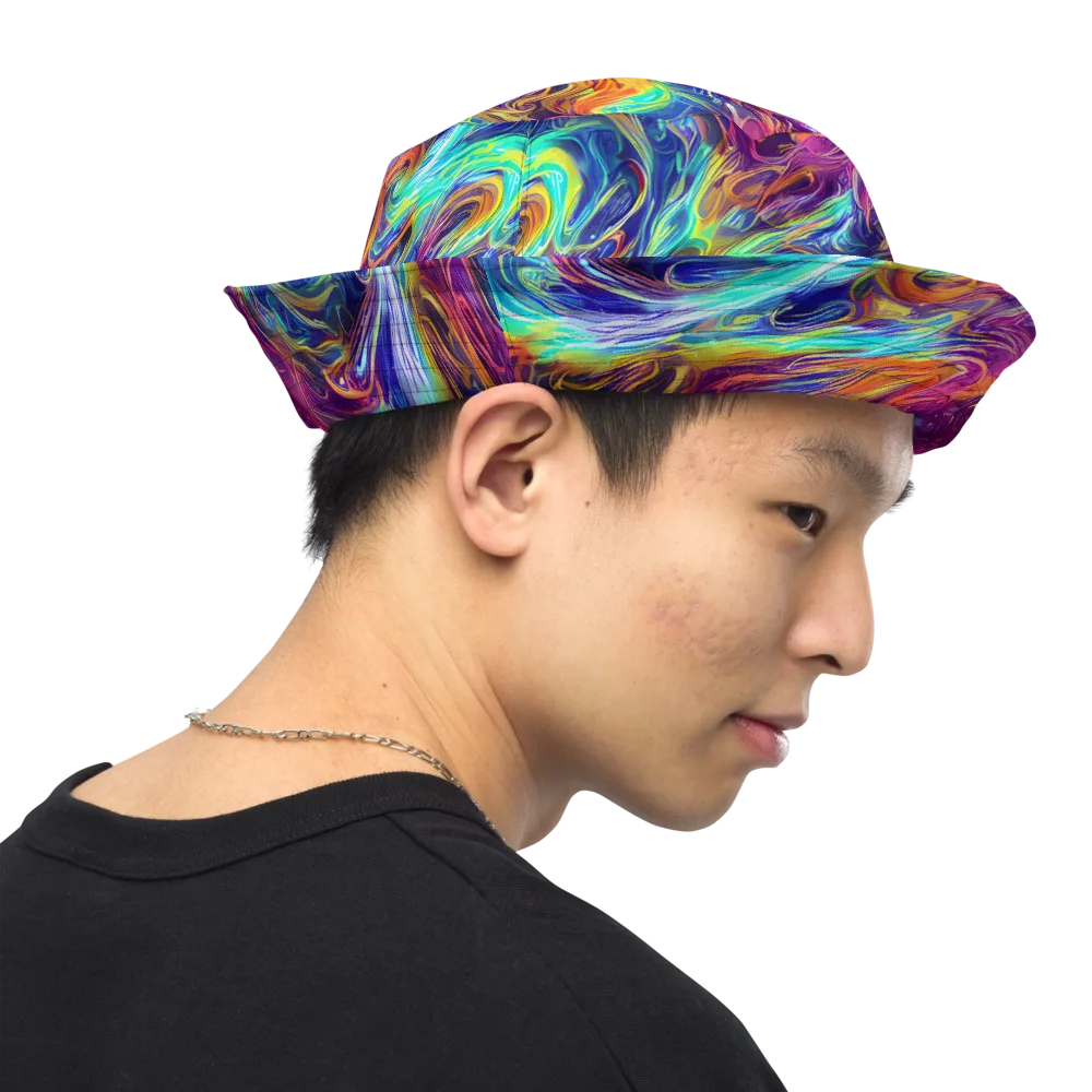 Neon Maelstrom on Reversible Bucket Hat — Right Outside