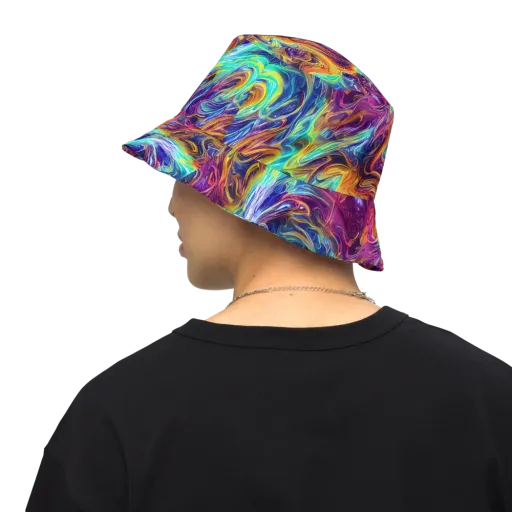 Neon Maelstrom on a Reversible Bucket Hat