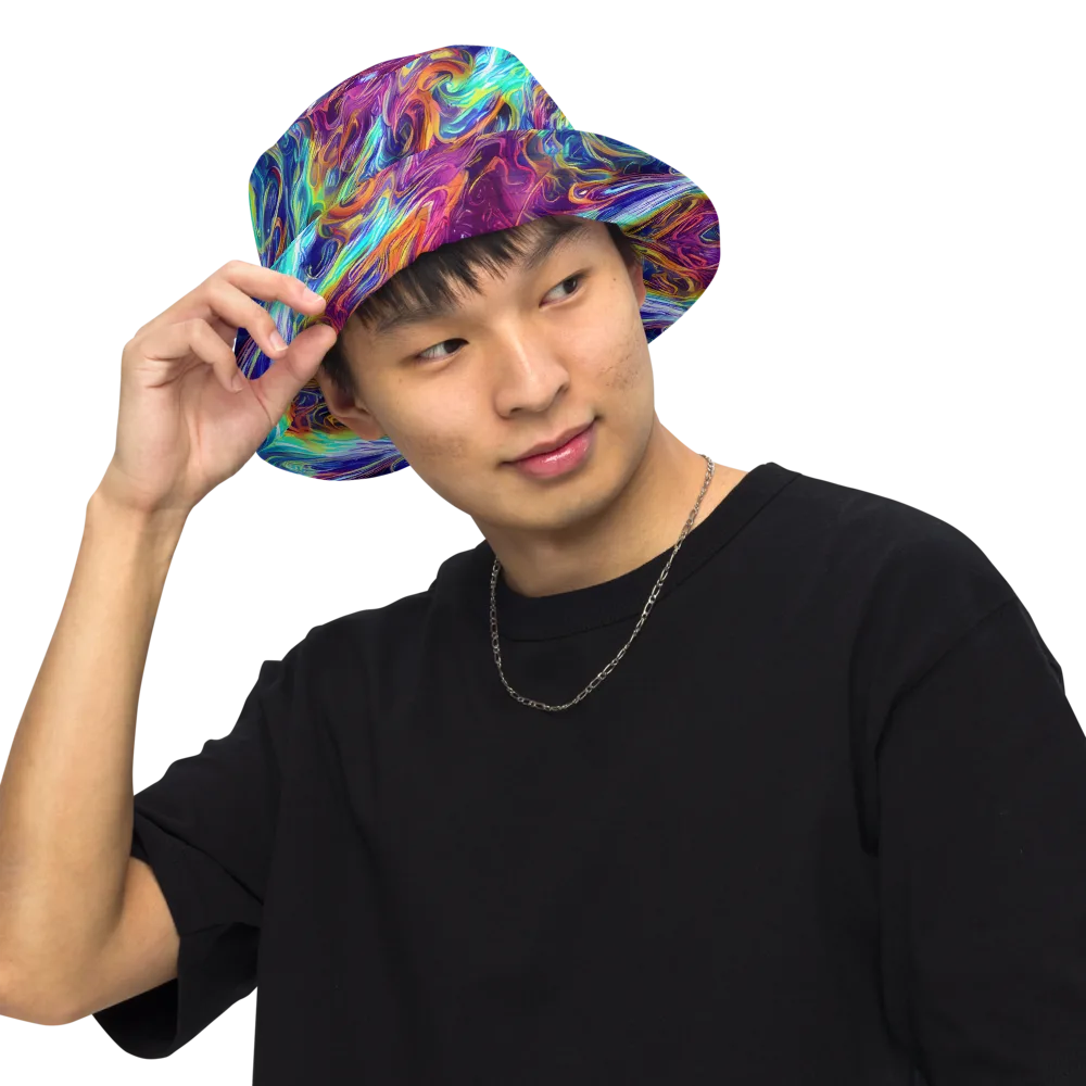 Neon Maelstrom on Reversible Bucket Hat — Front Inside