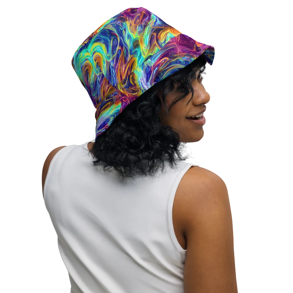 Neon Maelstrom on Reversible Bucket Hat — Right Outside