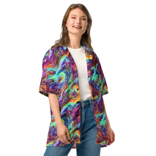 Neon Maelstrom on a Button Shirt