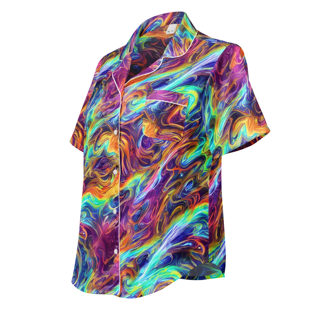 Neon Maelstrom on Women's Short Sleeve Pajama Top — Left Front