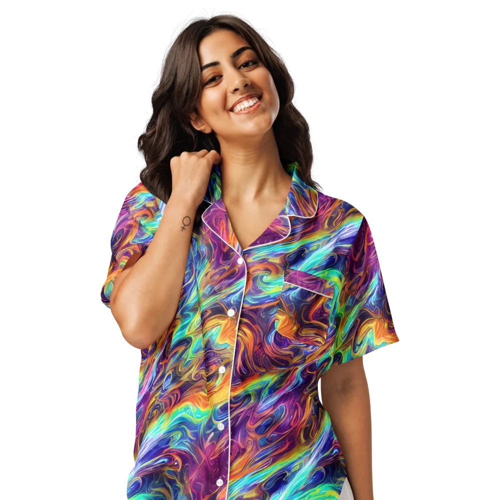 Neon Maelstrom on Women's Short Sleeve Pajama Top — Front