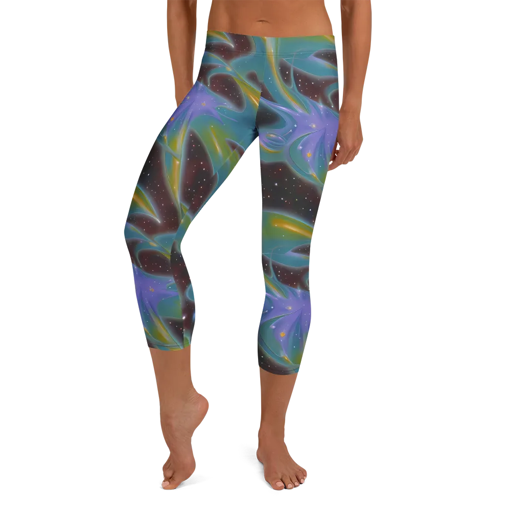 Stellar Bloom on Capri Leggings — Front