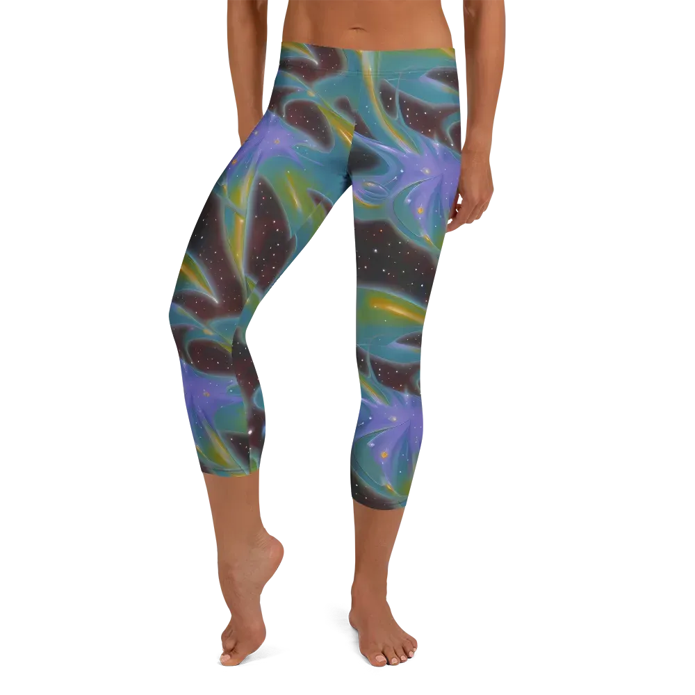 Stellar Bloom on Capri Leggings — Front