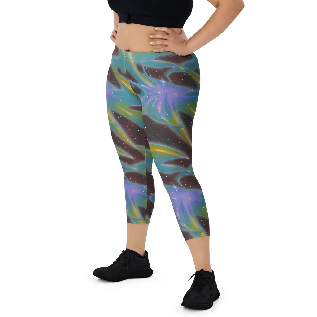 Stellar Bloom on Capri Leggings — Front