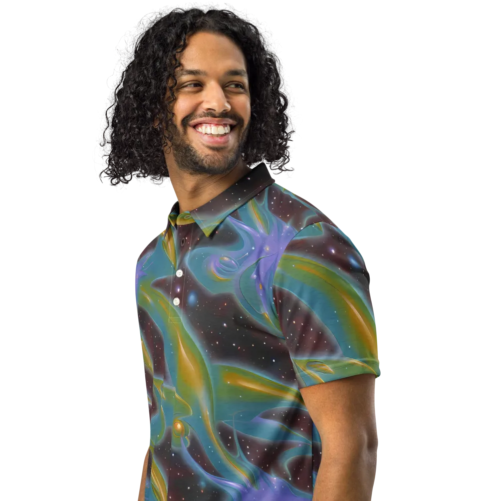 Stellar Bloom on Men's Slim Fit Polo Shirt — Left Front