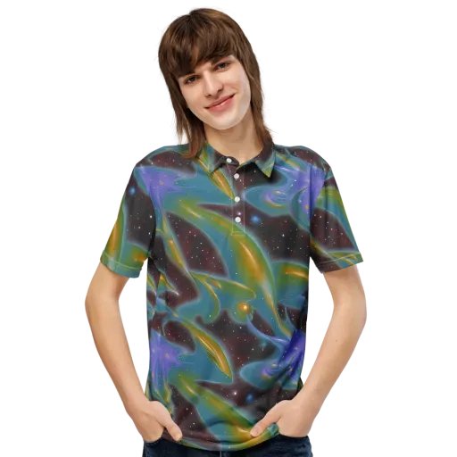 Stellar Bloom on a Men's Slim Fit Polo Shirt