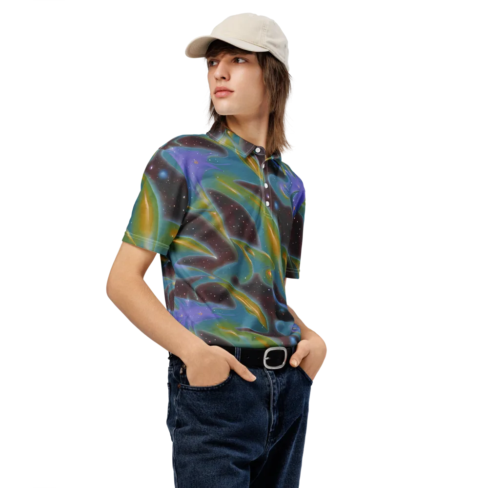 Stellar Bloom on Men's Slim Fit Polo Shirt — Right Front