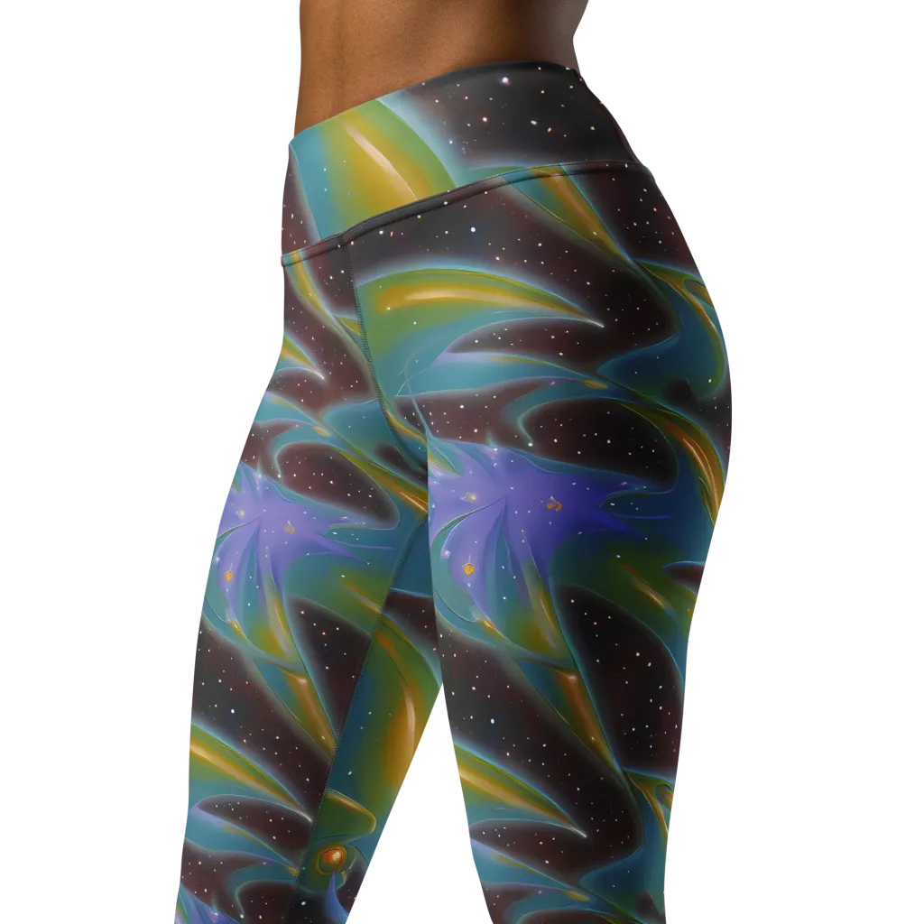 Stellar Bloom on Yoga Leggings — Left Front