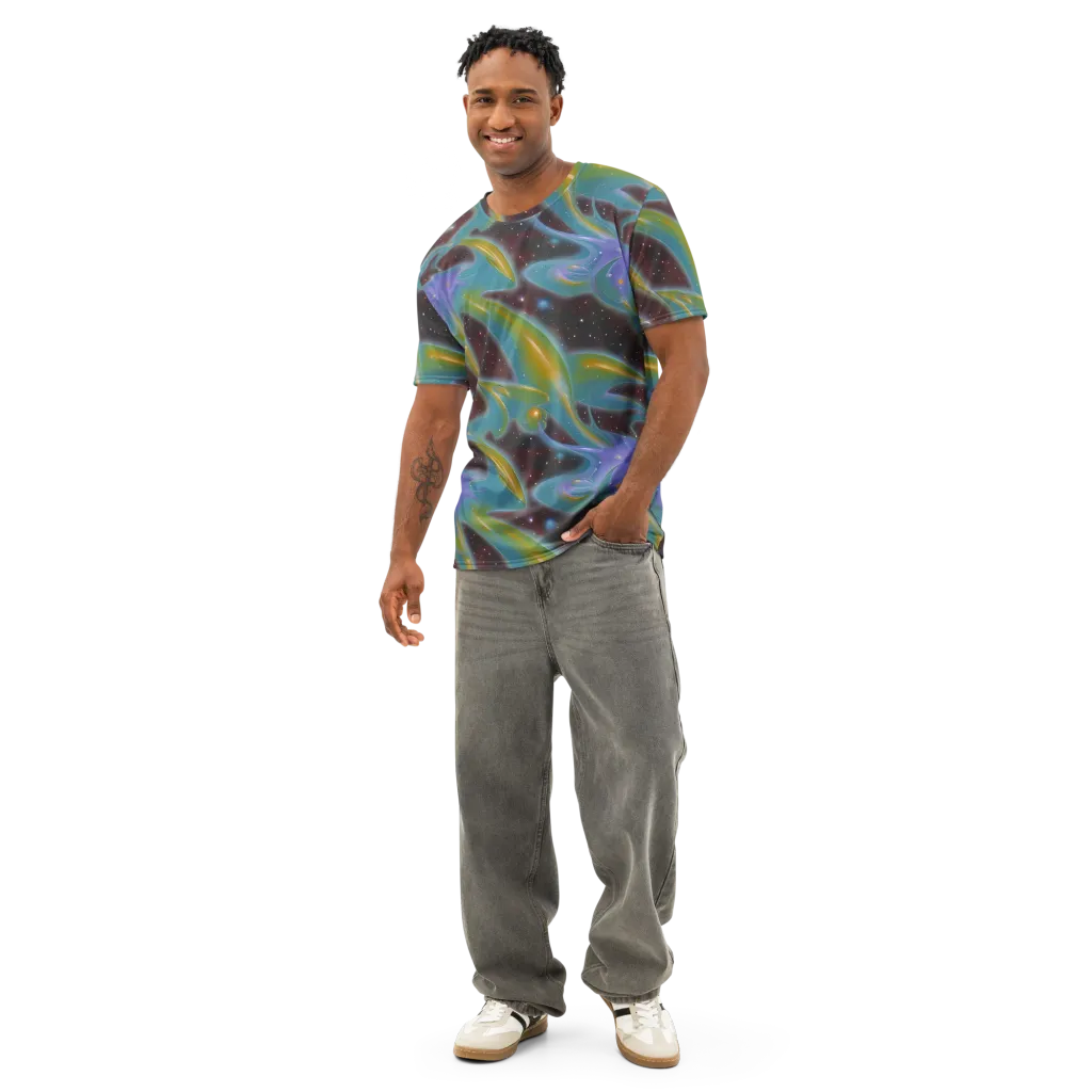 Stellar Bloom on Men's Cotton Crew Neck T-Shirt — Front