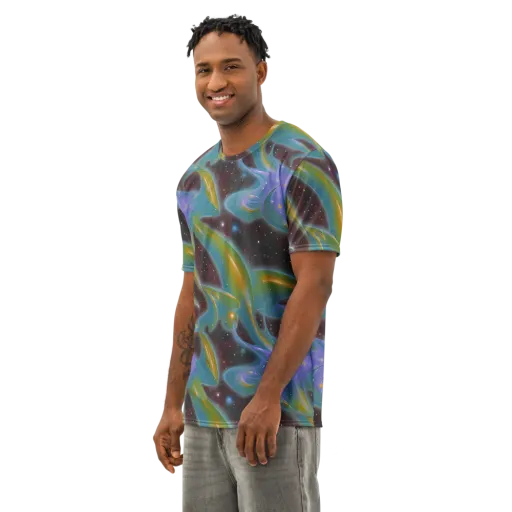 Stellar Bloom on a Men's Cotton Crew Neck T-Shirt