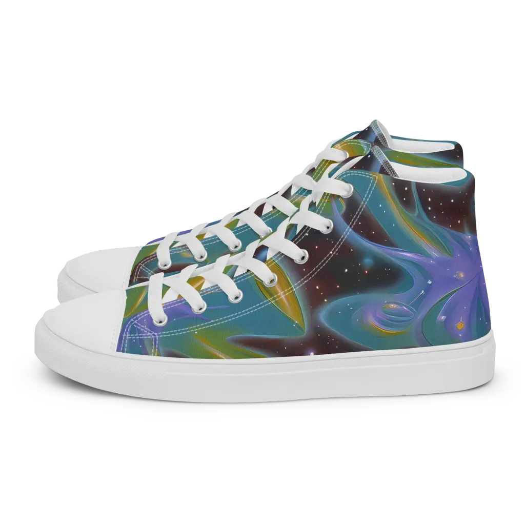 Stellar Bloom on Men's High Top Canvas Shoes — Left