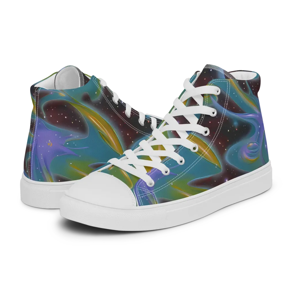 Stellar Bloom on Men's High Top Canvas Shoes — Left